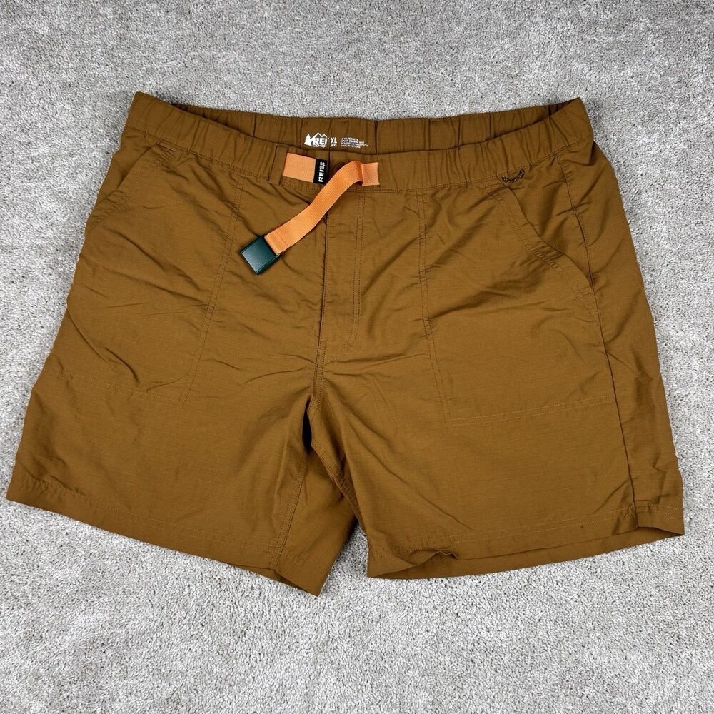 REI Belted Hiking Shorts Mens XL Brown Clay Chino Camping Nylon Outdoor Trail